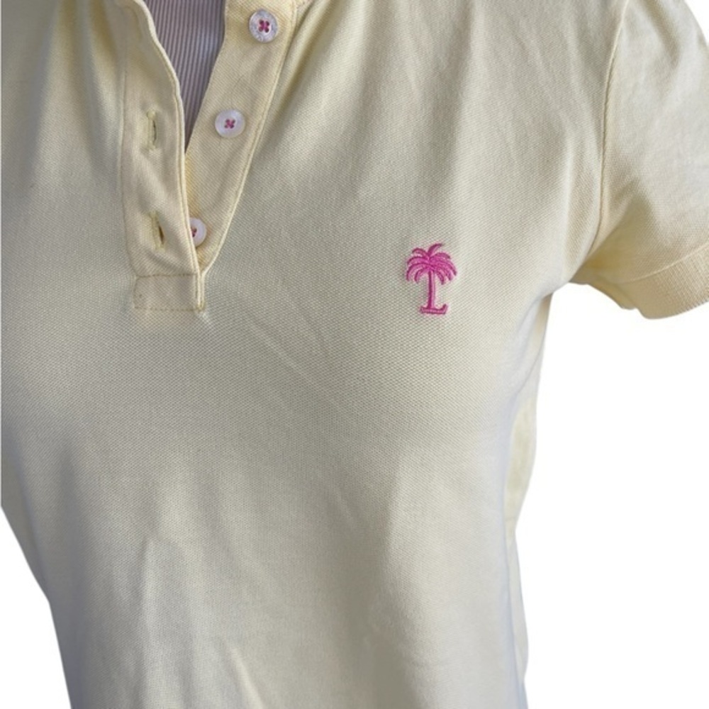LILLY PULITZER Island Polo Yellow Pink Short Sleeve Preppy Shirt Size Small - Picture 3 of 8